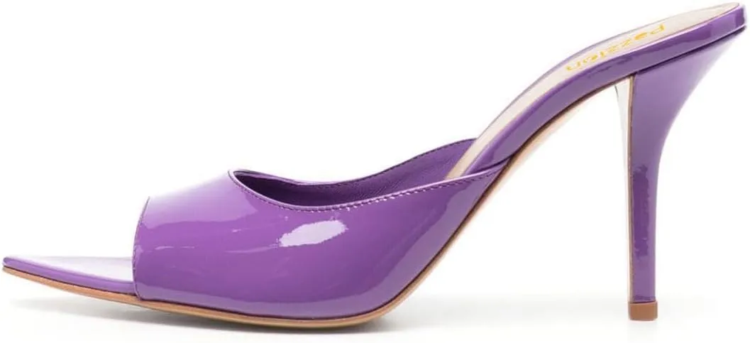 Pazzion Women Classic Pointed Open Toe High Heel Mules Slip On Stiletto Heels Slides Sandals Versatile Leisure Shopping Shoes Size 4-16 US