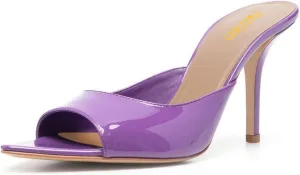 Pazzion Women Classic Pointed Open Toe High Heel Mules Slip On Stiletto Heels Slides Sandals Versatile Leisure Shopping Shoes Size 4-16 US