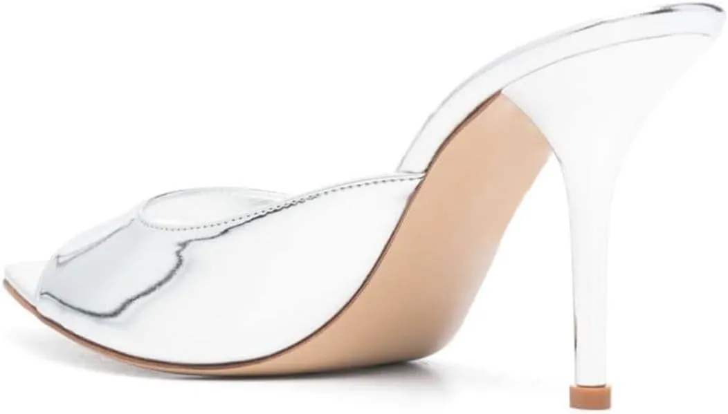 Pazzion Women Classic Pointed Open Toe High Heel Mules Slip On Stiletto Heels Slides Sandals Versatile Leisure Shopping Shoes Size 4-16 US