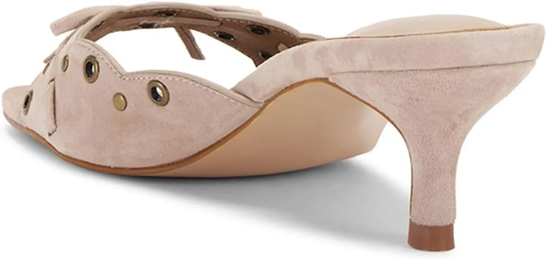 Pazzion Women Cute Kitten Heel Open Square Toe Mules Bows Low Heel Slip On Slides Sandals Daily Walking Dressy Shoes Size 4-16 US