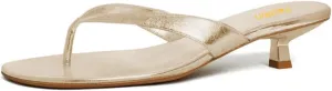 Pazzion Women Fashion Open Toe Kitten Heels Flip Flops Slip On Low Heeled Thong Sandals Comfortable Summer Party Shoes Size 4-16 US