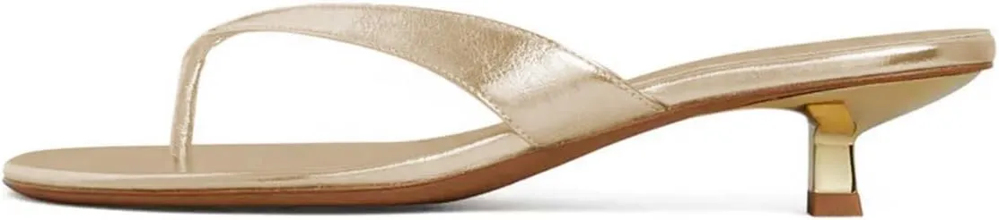 Pazzion Women Fashion Open Toe Kitten Heels Flip Flops Slip On Low Heeled Thong Sandals Comfortable Summer Party Shoes Size 4-16 US