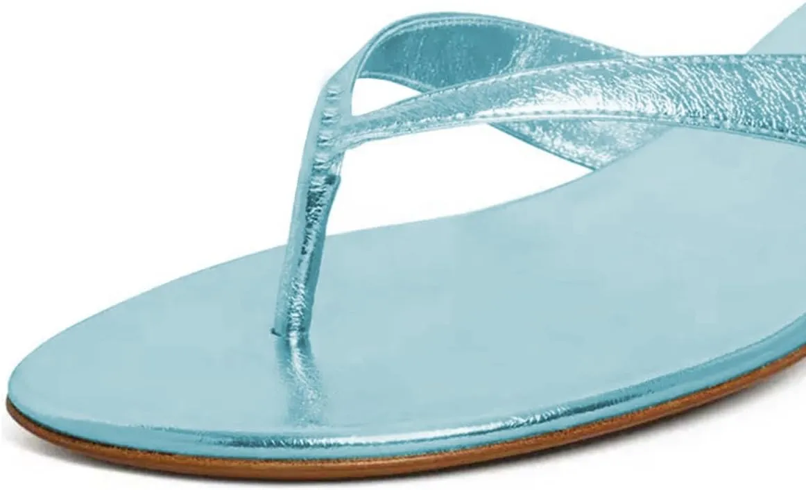 Pazzion Women Fashion Open Toe Kitten Heels Flip Flops Slip On Low Heeled Thong Sandals Comfortable Summer Party Shoes Size 4-16 US