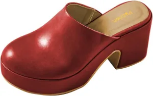 Pazzion Womens Comfy Thick Platform Closed Rounded Toe Mules Clogs Slip On Chunky High Heel Slipper Versatile Indoor Shopping Shoe Size 4-16 US