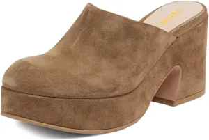 Pazzion Womens Comfy Thick Platform Closed Rounded Toe Mules Clogs Slip On Chunky High Heel Slipper Versatile Indoor Shopping Shoe Size 4-16 US