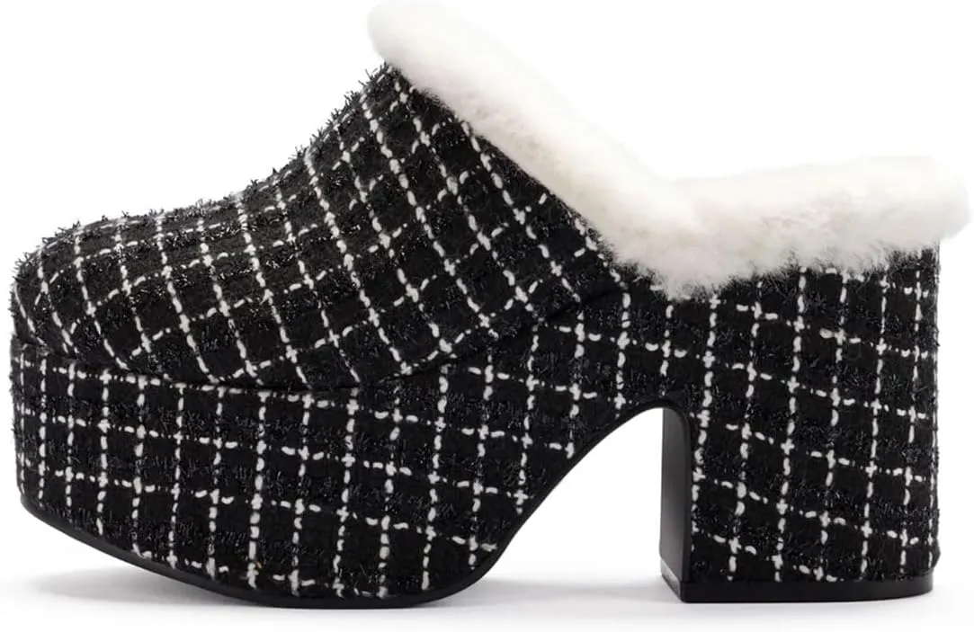 Pazzion Womens Comfy Thick Platform Closed Rounded Toe Mules Clogs Slip On Chunky High Heel Slipper Versatile Indoor Shopping Shoe Size 4-16 US