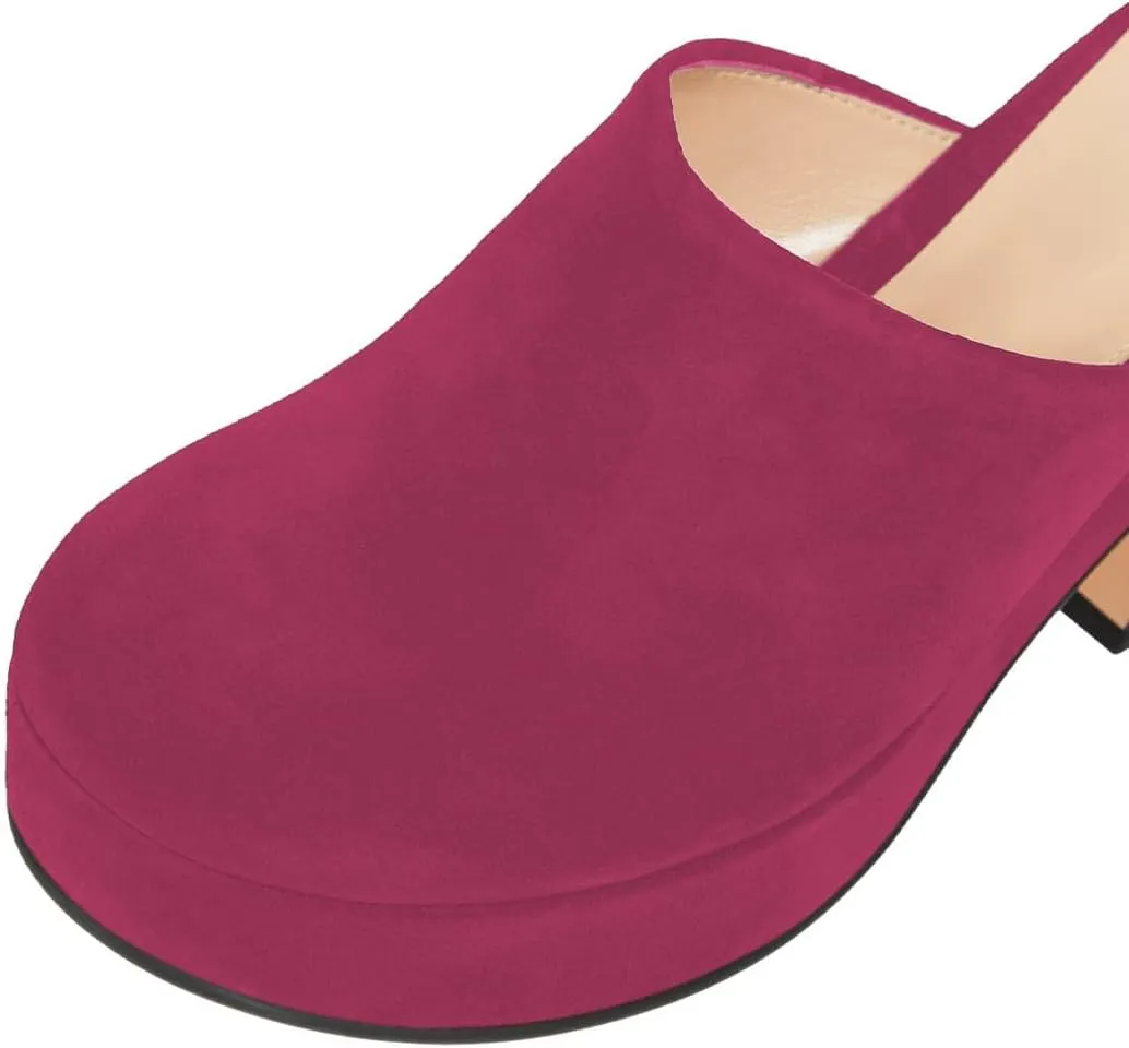 Pazzion Womens Comfy Thick Platform Closed Rounded Toe Mules Clogs Slip On Chunky High Heel Slipper Versatile Indoor Shopping Shoe Size 4-16 US