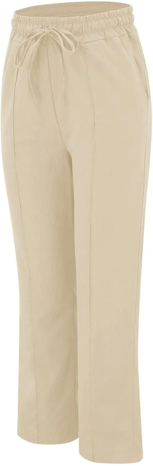 Petite Beach Pants for Women Comfortable Fit Solid Classic Friends' Gathering Big and Tall Linen Daily Outing Trendy Trousers