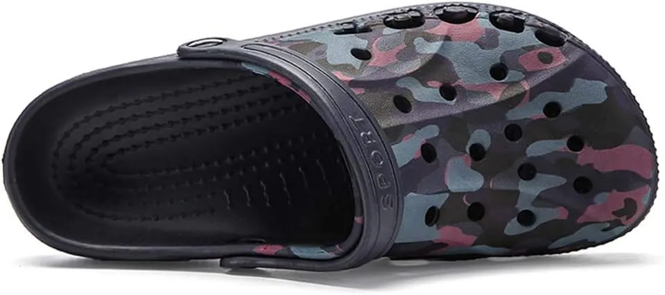 PHILDA Men's Camouflage Garden Clog Water Shoes Lightweight Slippers Anti-Slip Rubber Indoor Outdoor Mules Quick Drying Non Slip Sandals