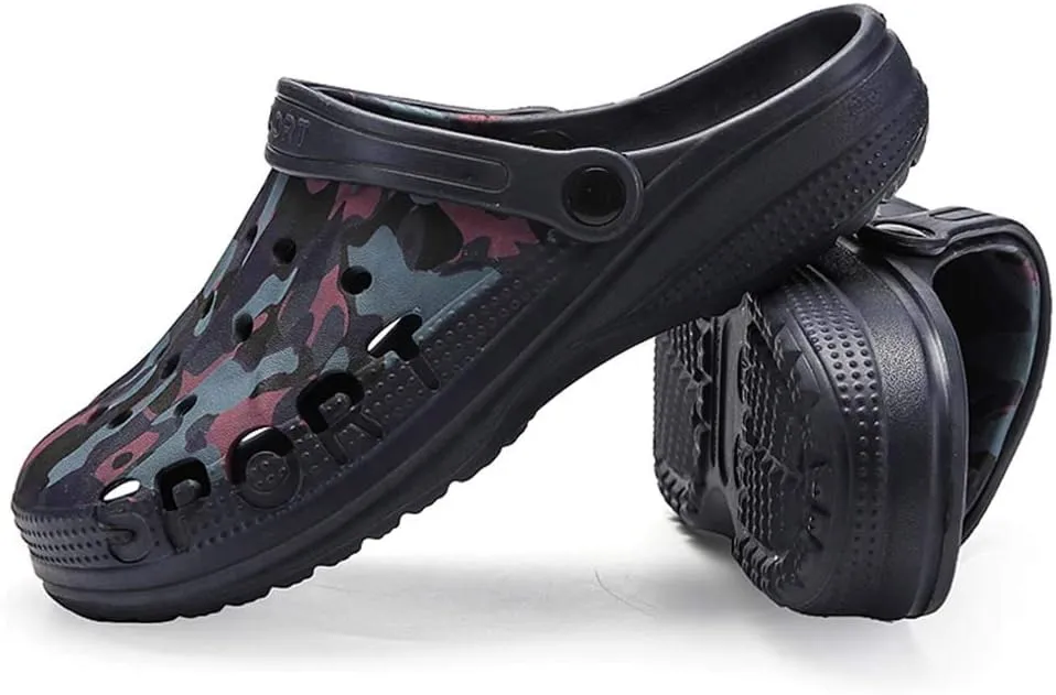PHILDA Men's Camouflage Garden Clog Water Shoes Lightweight Slippers Anti-Slip Rubber Indoor Outdoor Mules Quick Drying Non Slip Sandals