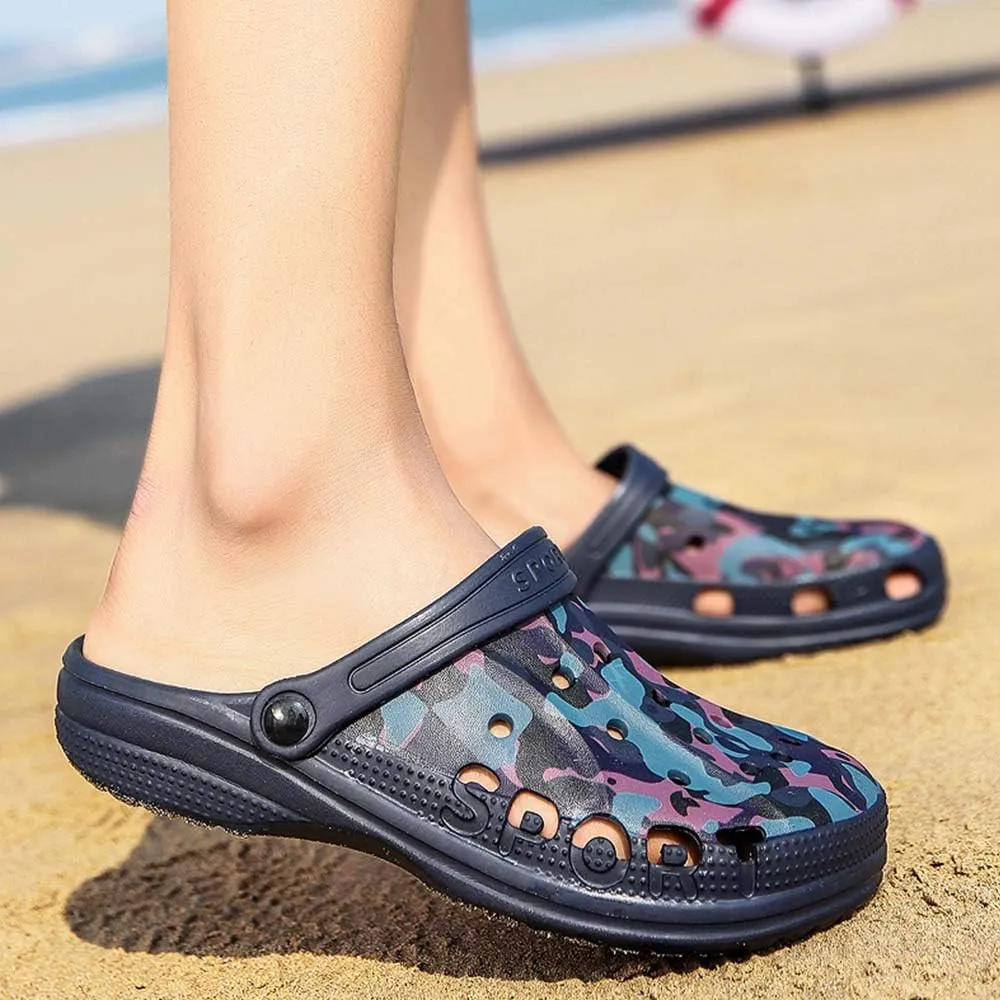 PHILDA Men's Camouflage Garden Clog Water Shoes Lightweight Slippers Anti-Slip Rubber Indoor Outdoor Mules Quick Drying Non Slip Sandals