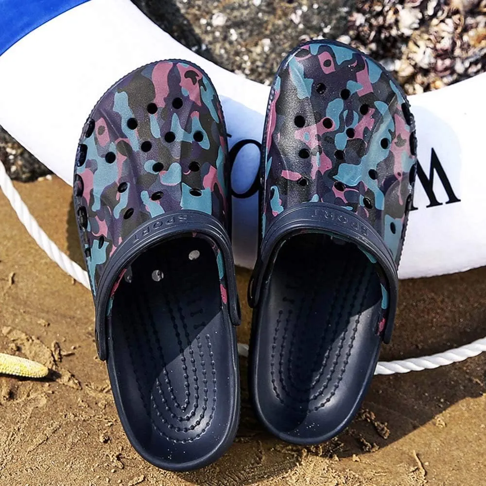 PHILDA Men's Camouflage Garden Clog Water Shoes Lightweight Slippers Anti-Slip Rubber Indoor Outdoor Mules Quick Drying Non Slip Sandals