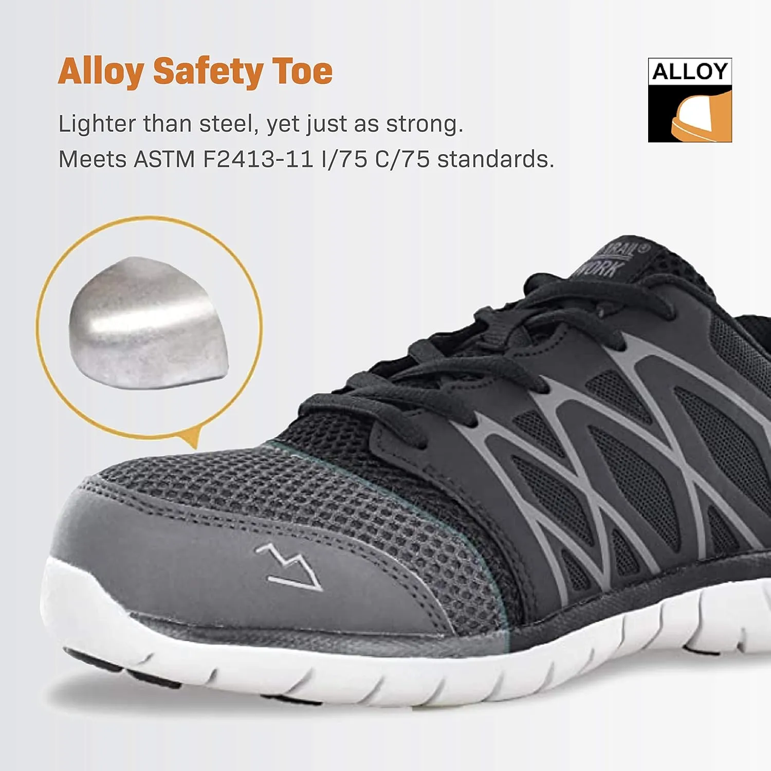 Phoenix Work Shoes for Men - Alloy Toe Lightweight Nonslip Mens Shoes