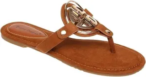 Pierre Dumas Women's Colored Flat Sandals Tan Suede Size 6.5
