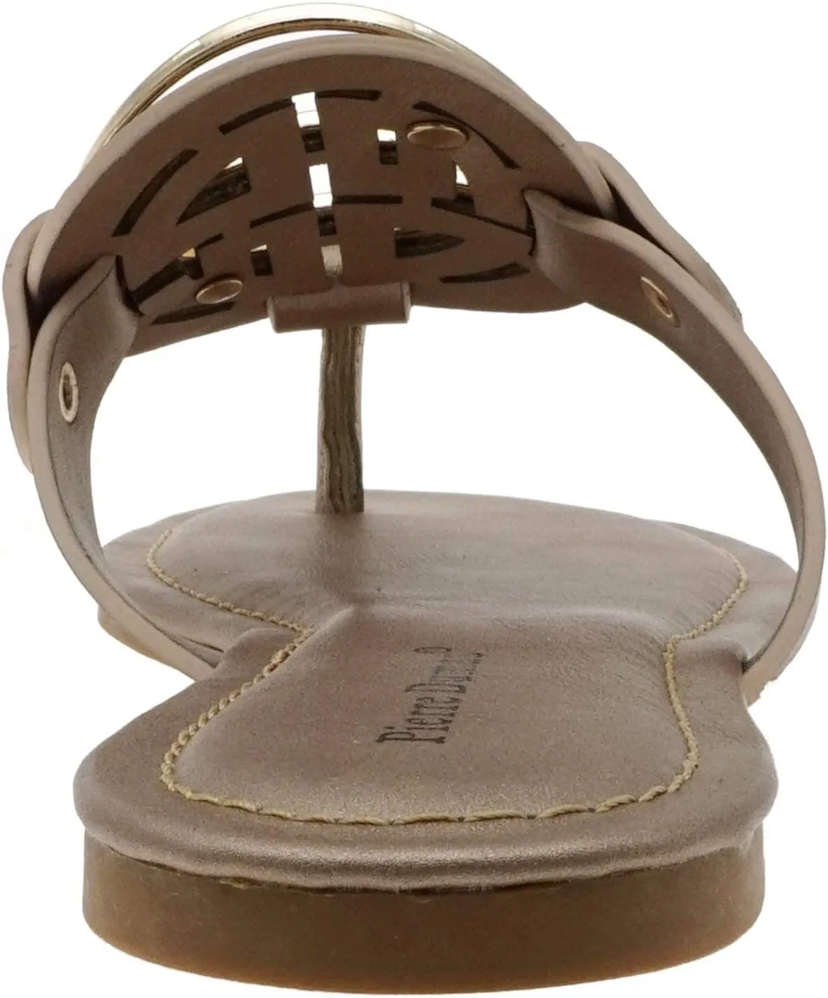 Pierre Dumas Women's Medallion Vegan Slide Thong Flip Flop Flat Sandal