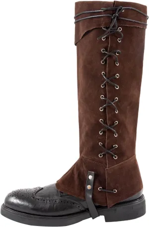 Pirate Boot Covers Medieval Renaissance Faux Leather Steampunk Boots Tops with Studs, Pirate Cosplay Halloween Boot Covers Costume Accessories for Men Women