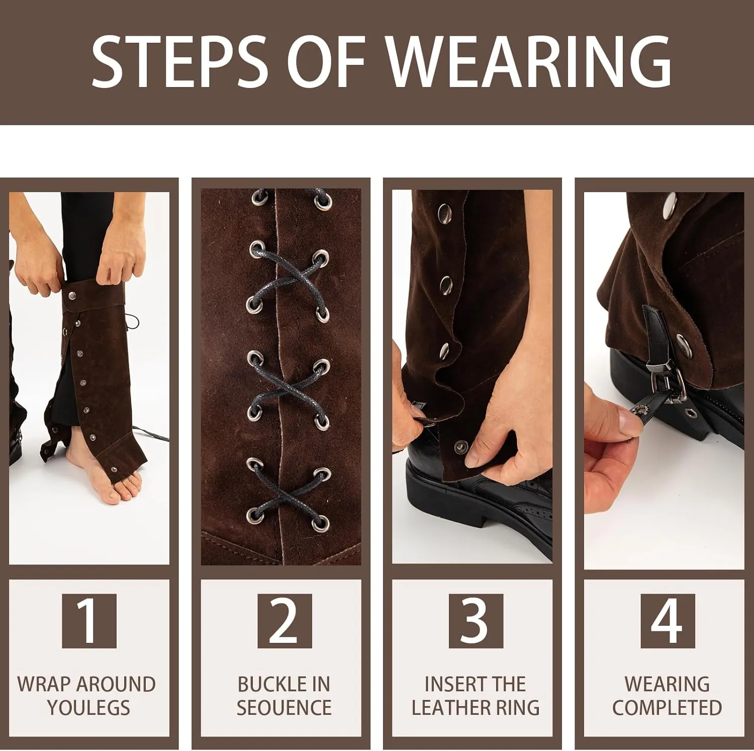 Pirate Boot Covers Medieval Renaissance Faux Leather Steampunk Boots Tops with Studs, Pirate Cosplay Halloween Boot Covers Costume Accessories for Men Women