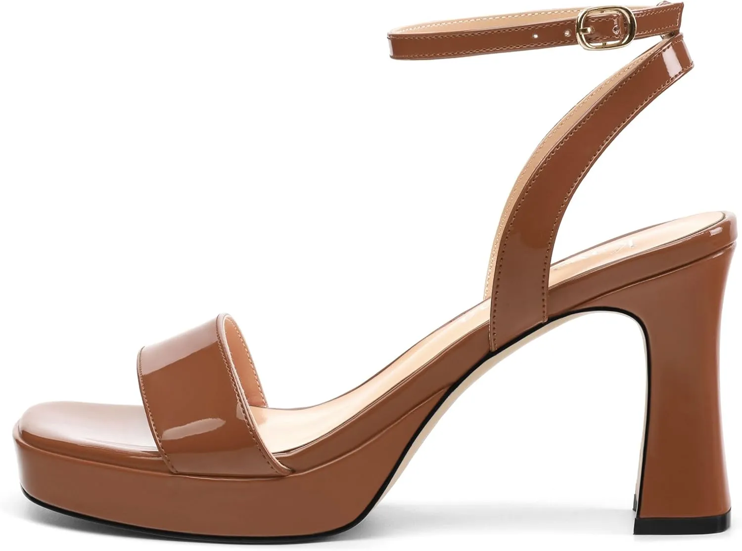 Platform Heels for Women, Chunky Square Open Toe Ankle Strap Stylish Heeled Sandals for Party Prom Wedding