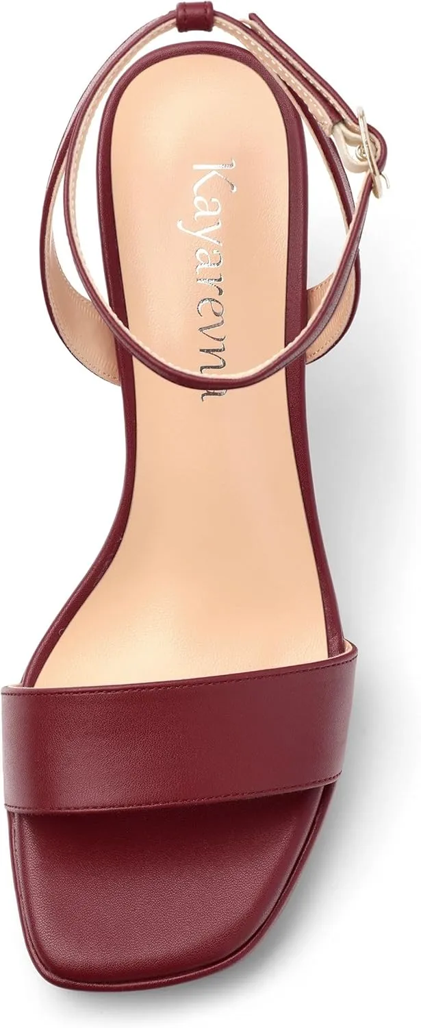 Platform Heels for Women, Chunky Square Open Toe Ankle Strap Stylish Heeled Sandals for Party Prom Wedding