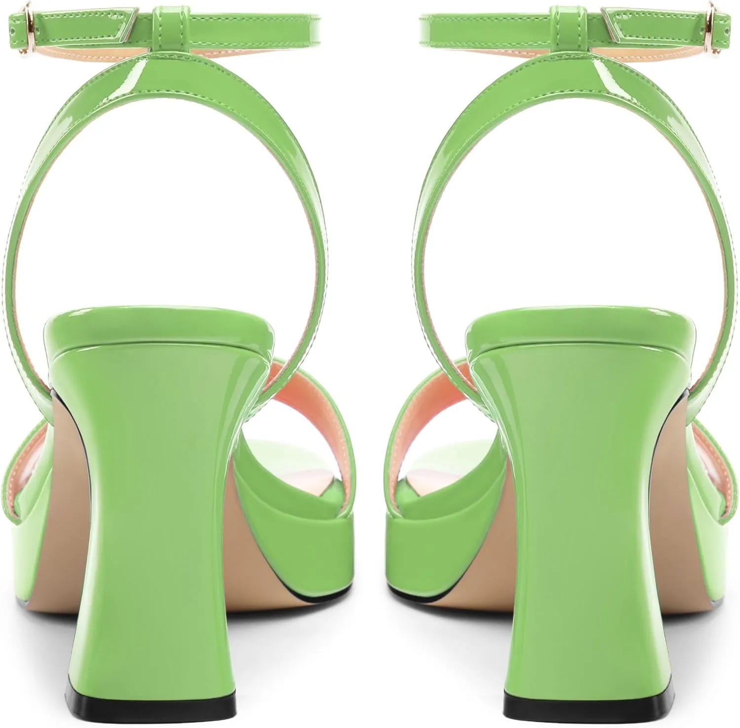 Platform Heels for Women, Chunky Square Open Toe Ankle Strap Stylish Heeled Sandals for Party Prom Wedding