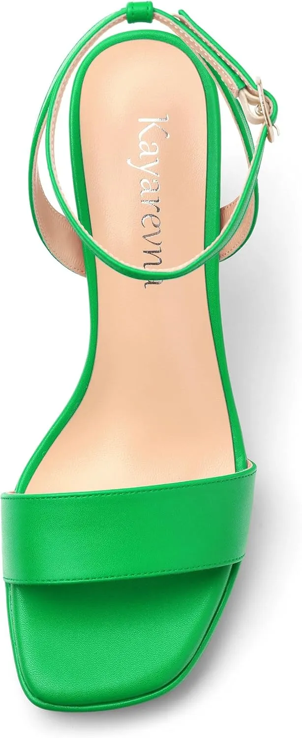 Platform Heels for Women, Chunky Square Open Toe Ankle Strap Stylish Heeled Sandals for Party Prom Wedding