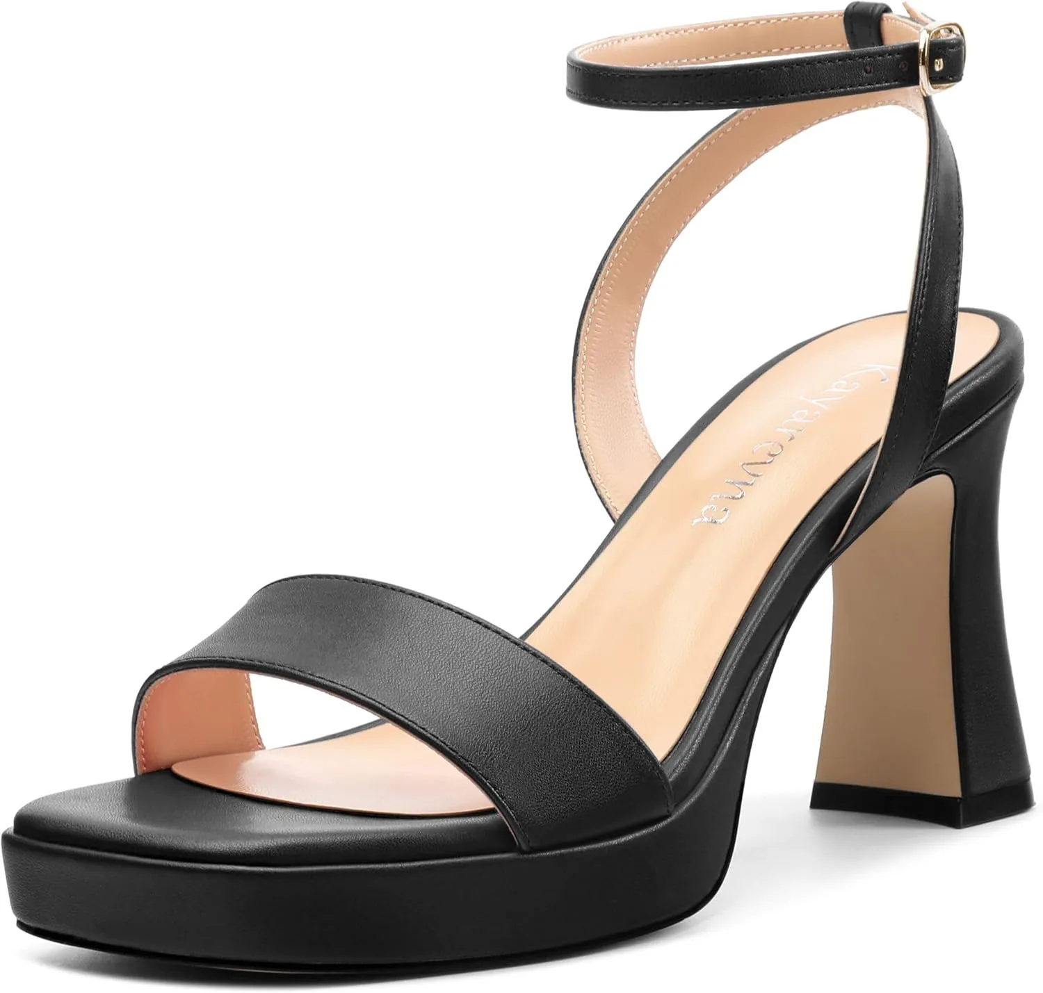 Platform Heels for Women, Chunky Square Open Toe Ankle Strap Stylish Heeled Sandals for Party Prom Wedding