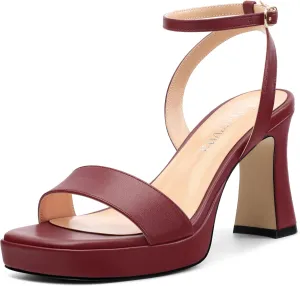Platform Heels for Women, Chunky Square Open Toe Ankle Strap Stylish Heeled Sandals for Party Prom Wedding