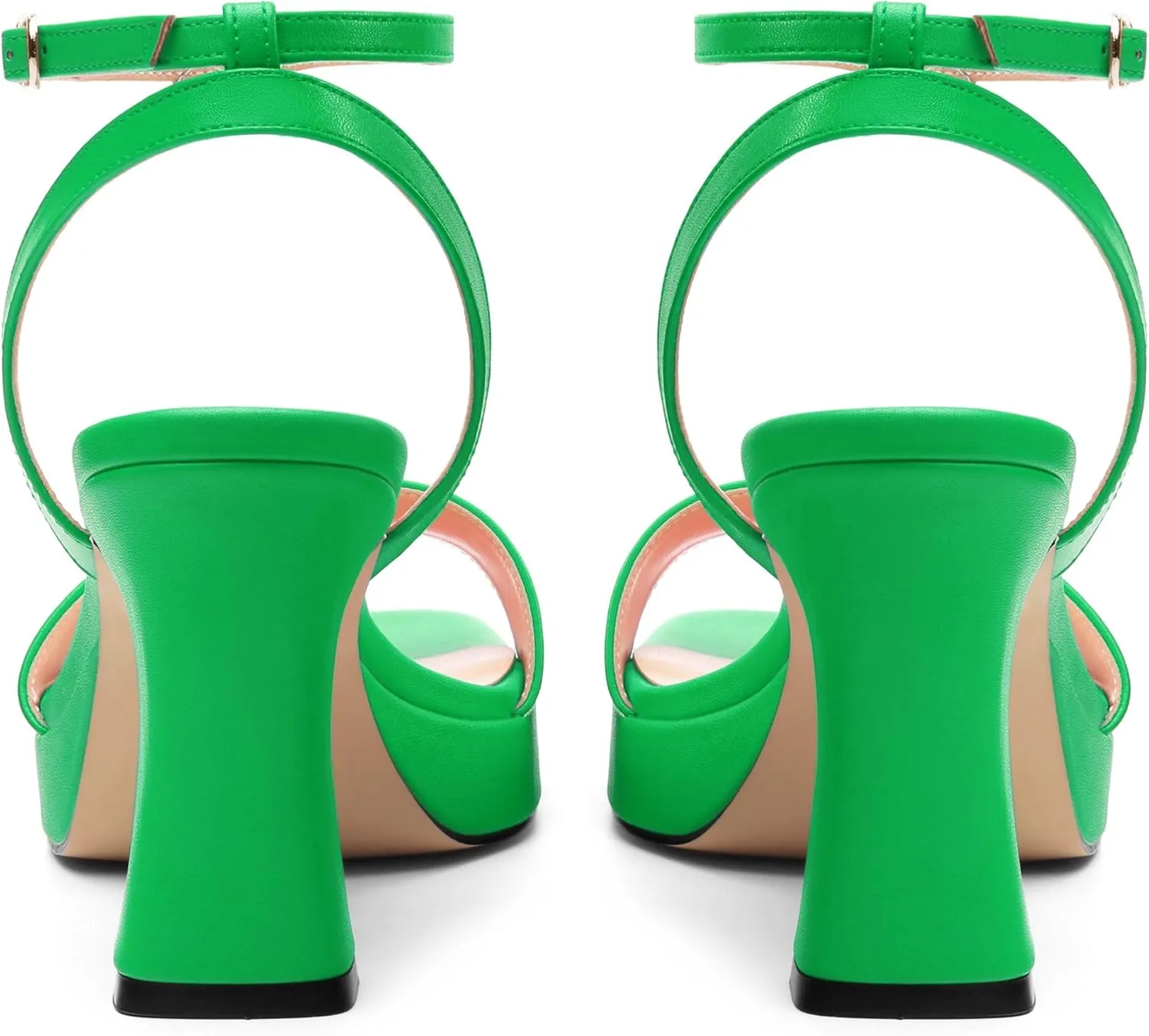 Platform Heels for Women, Chunky Square Open Toe Ankle Strap Stylish Heeled Sandals for Party Prom Wedding