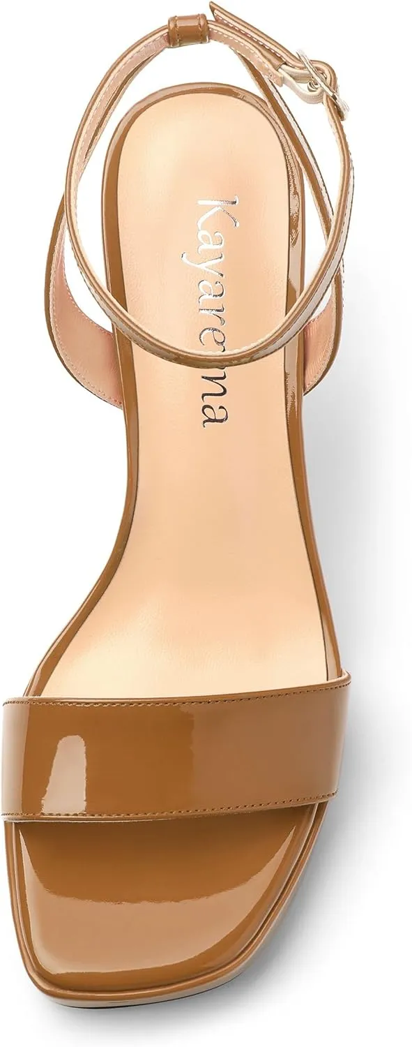 Platform Heels for Women, Chunky Square Open Toe Ankle Strap Stylish Heeled Sandals for Party Prom Wedding