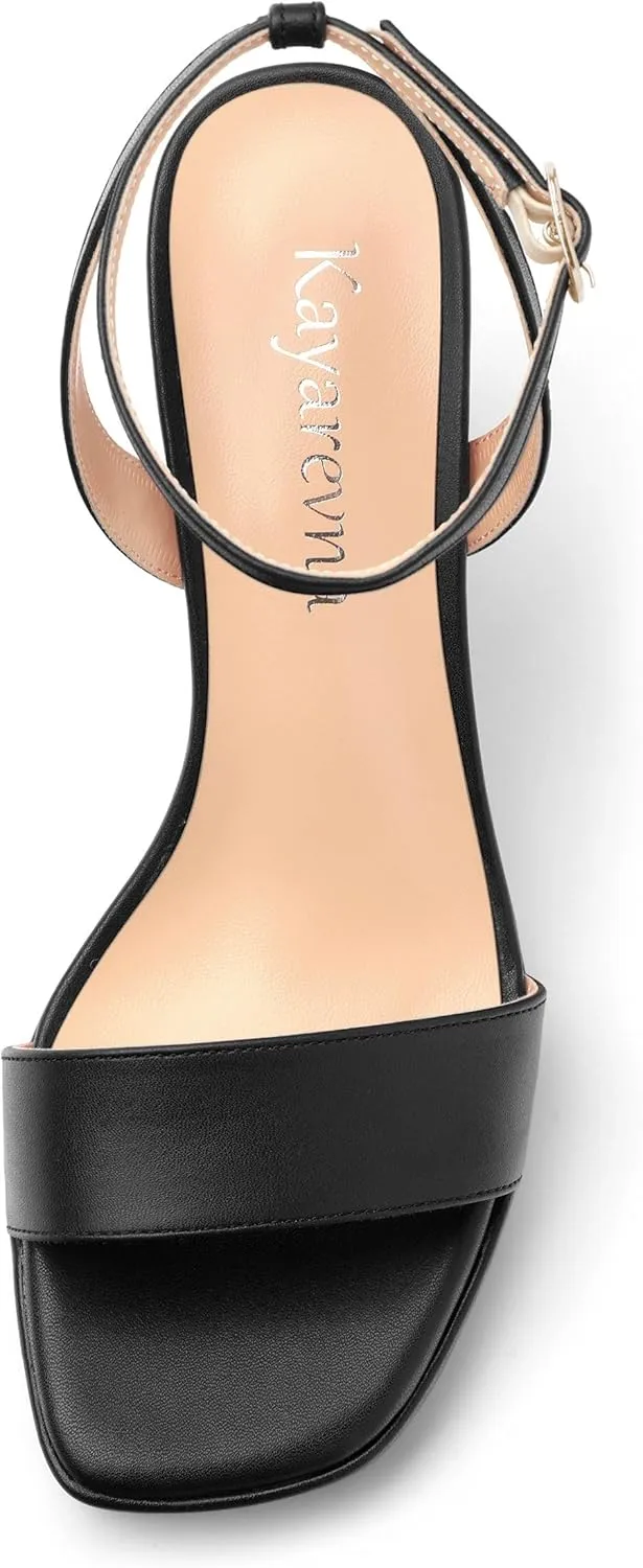 Platform Heels for Women, Chunky Square Open Toe Ankle Strap Stylish Heeled Sandals for Party Prom Wedding