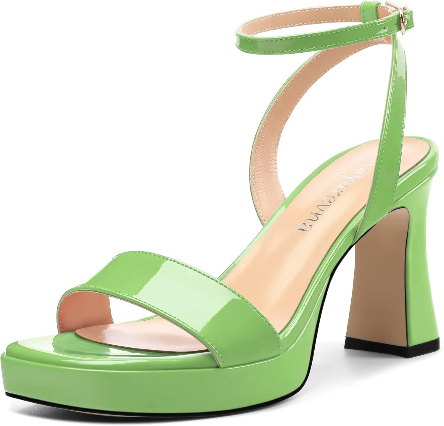 Platform Heels for Women, Chunky Square Open Toe Ankle Strap Stylish Heeled Sandals for Party Prom Wedding