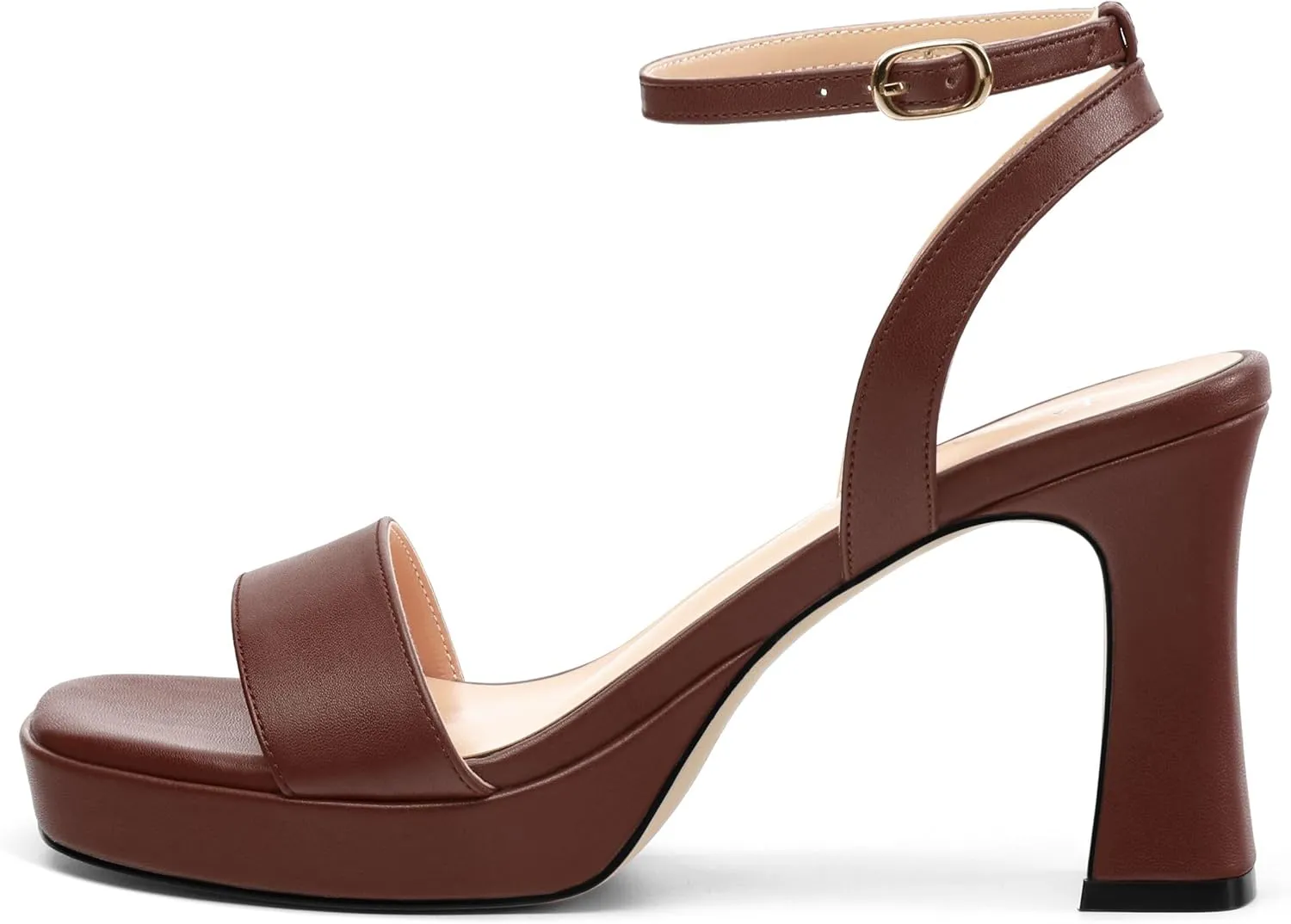 Platform Heels for Women, Chunky Square Open Toe Ankle Strap Stylish Heeled Sandals for Party Prom Wedding