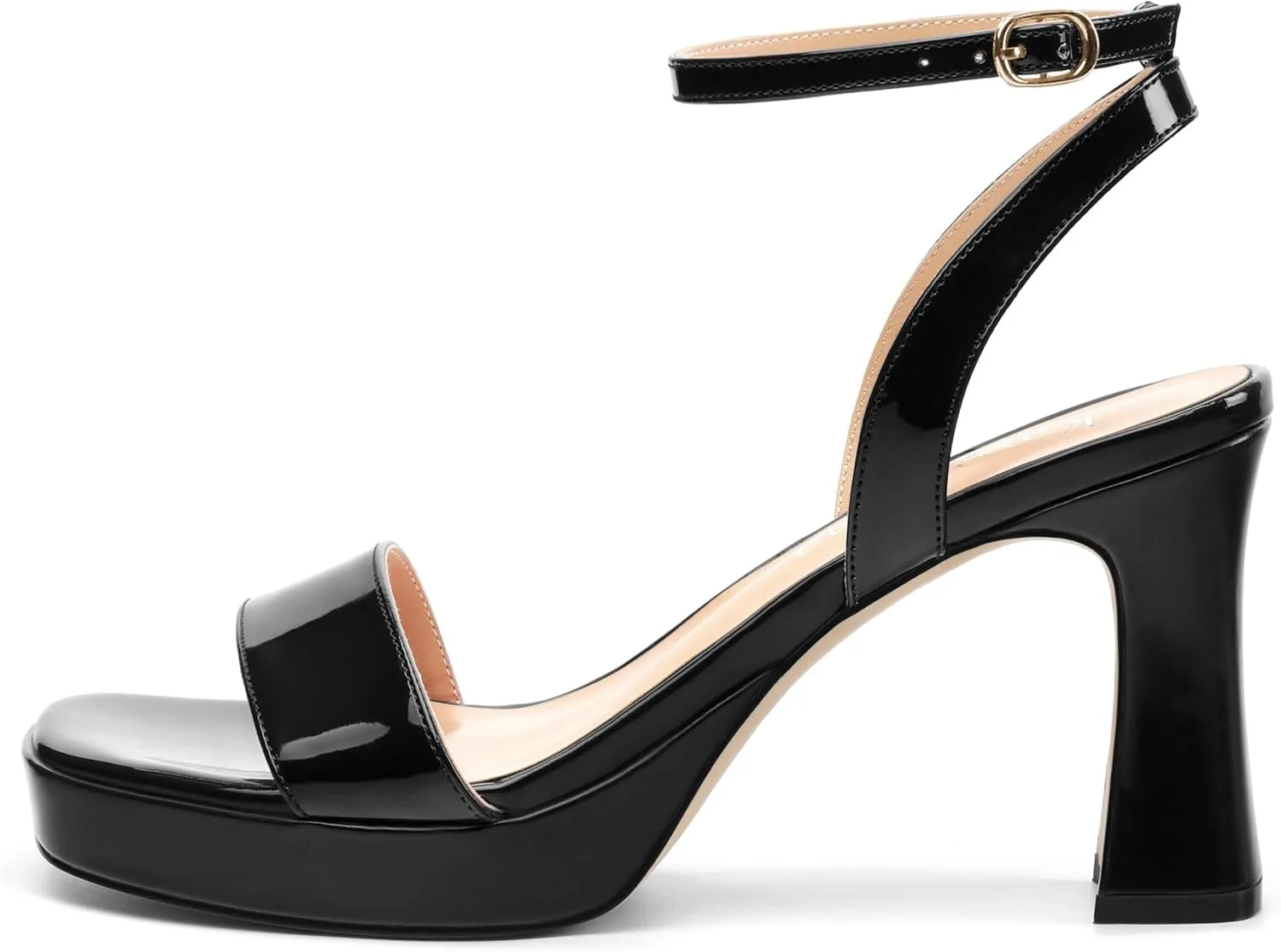 Platform Heels for Women, Chunky Square Open Toe Ankle Strap Stylish Heeled Sandals for Party Prom Wedding