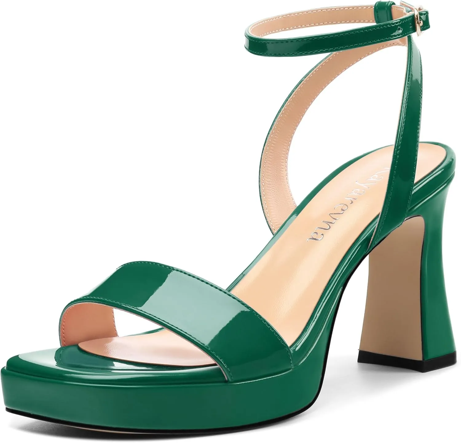 Platform Heels for Women, Chunky Square Open Toe Ankle Strap Stylish Heeled Sandals for Party Prom Wedding