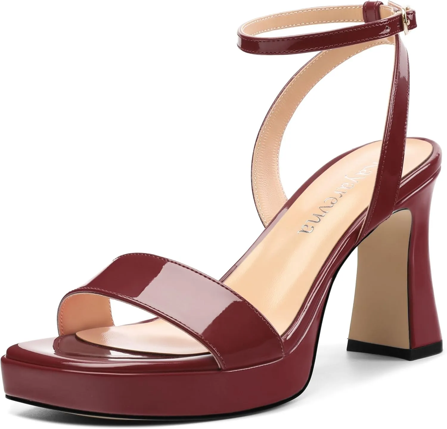 Platform Heels for Women, Chunky Square Open Toe Ankle Strap Stylish Heeled Sandals for Party Prom Wedding