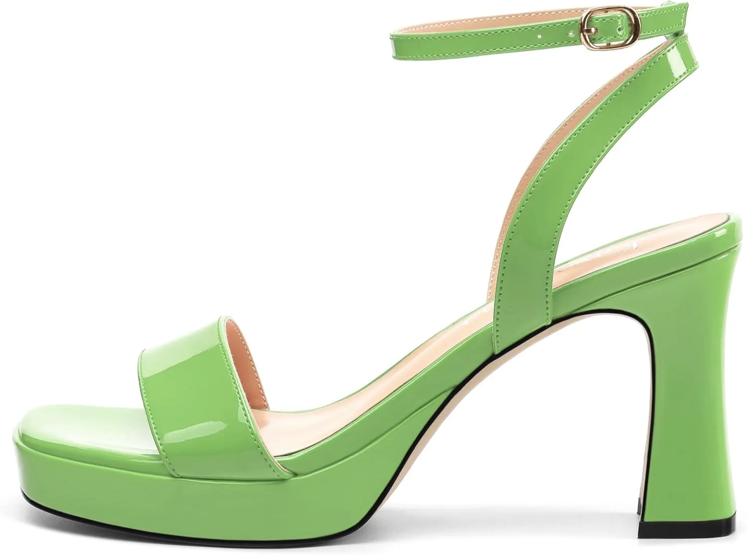 Platform Heels for Women, Chunky Square Open Toe Ankle Strap Stylish Heeled Sandals for Party Prom Wedding