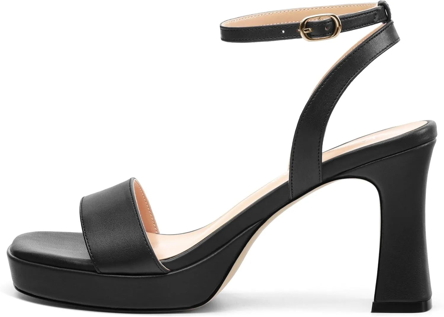Platform Heels for Women, Chunky Square Open Toe Ankle Strap Stylish Heeled Sandals for Party Prom Wedding