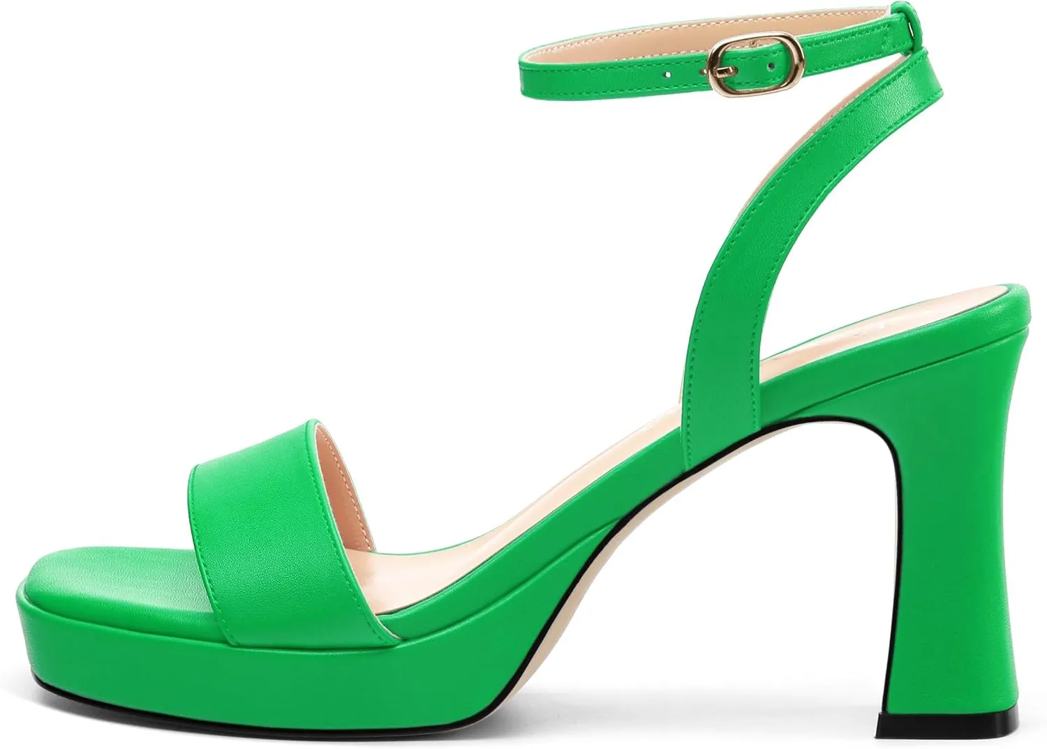 Platform Heels for Women, Chunky Square Open Toe Ankle Strap Stylish Heeled Sandals for Party Prom Wedding