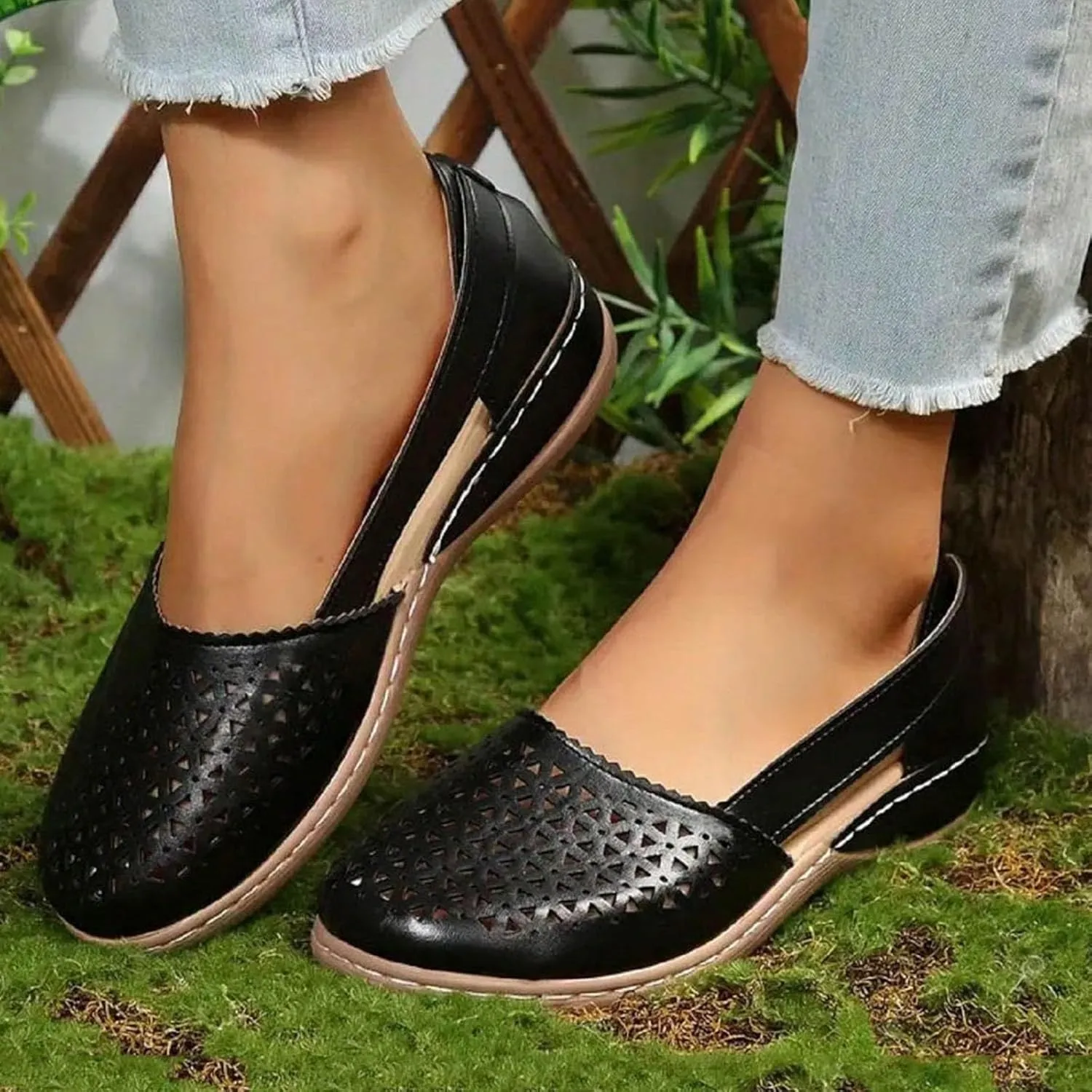 Platform Sandals Chunky Heel Slip on Wedge Sandals Breathable Trendy Women Summer Shoes Outdoor