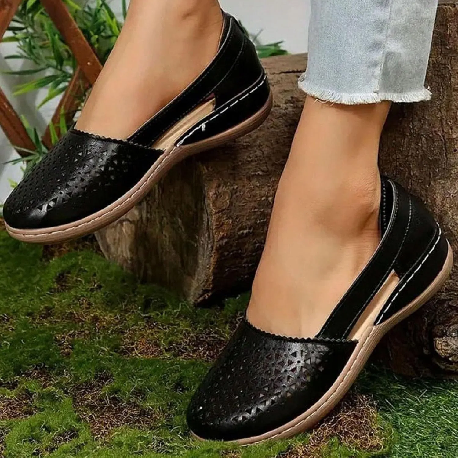 Platform Sandals Chunky Heel Slip on Wedge Sandals Breathable Trendy Women Summer Shoes Outdoor