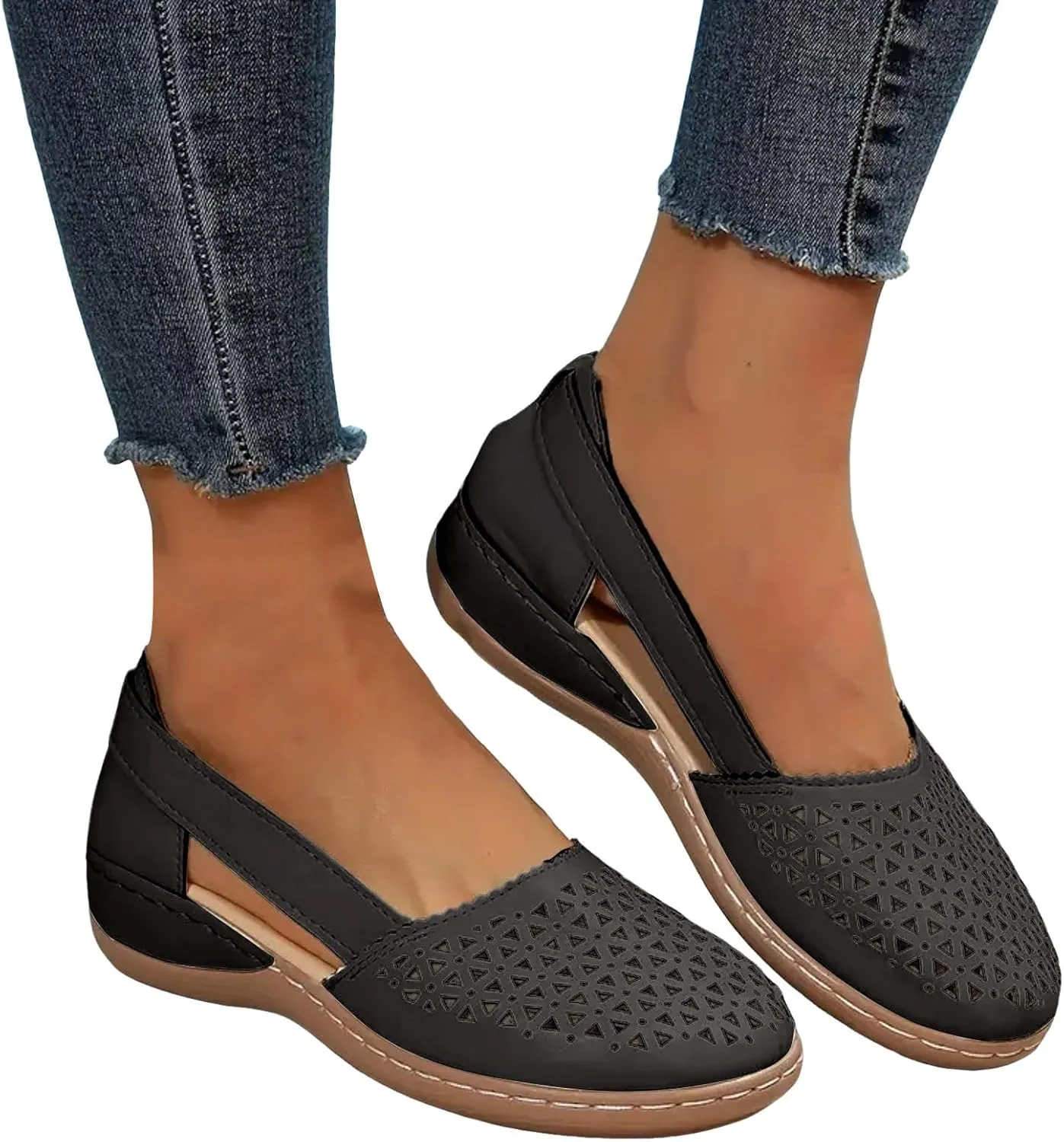 Platform Sandals Chunky Heel Slip on Wedge Sandals Breathable Trendy Women Summer Shoes Outdoor