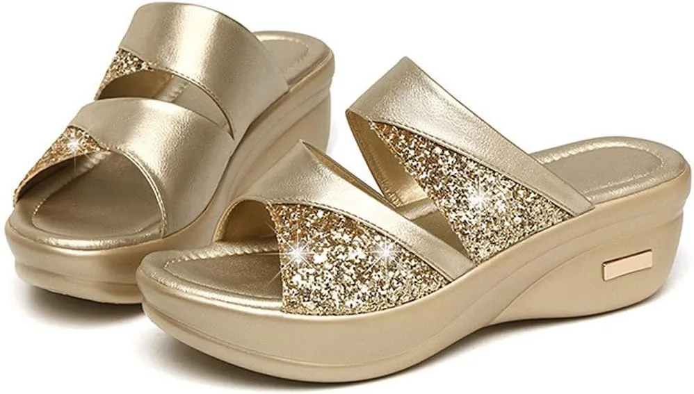 Platform Sandals for Women 2024 Fashion Shoes Women's Sandals Casual Toe Summer Platform Solid Ladies Wedge Women's