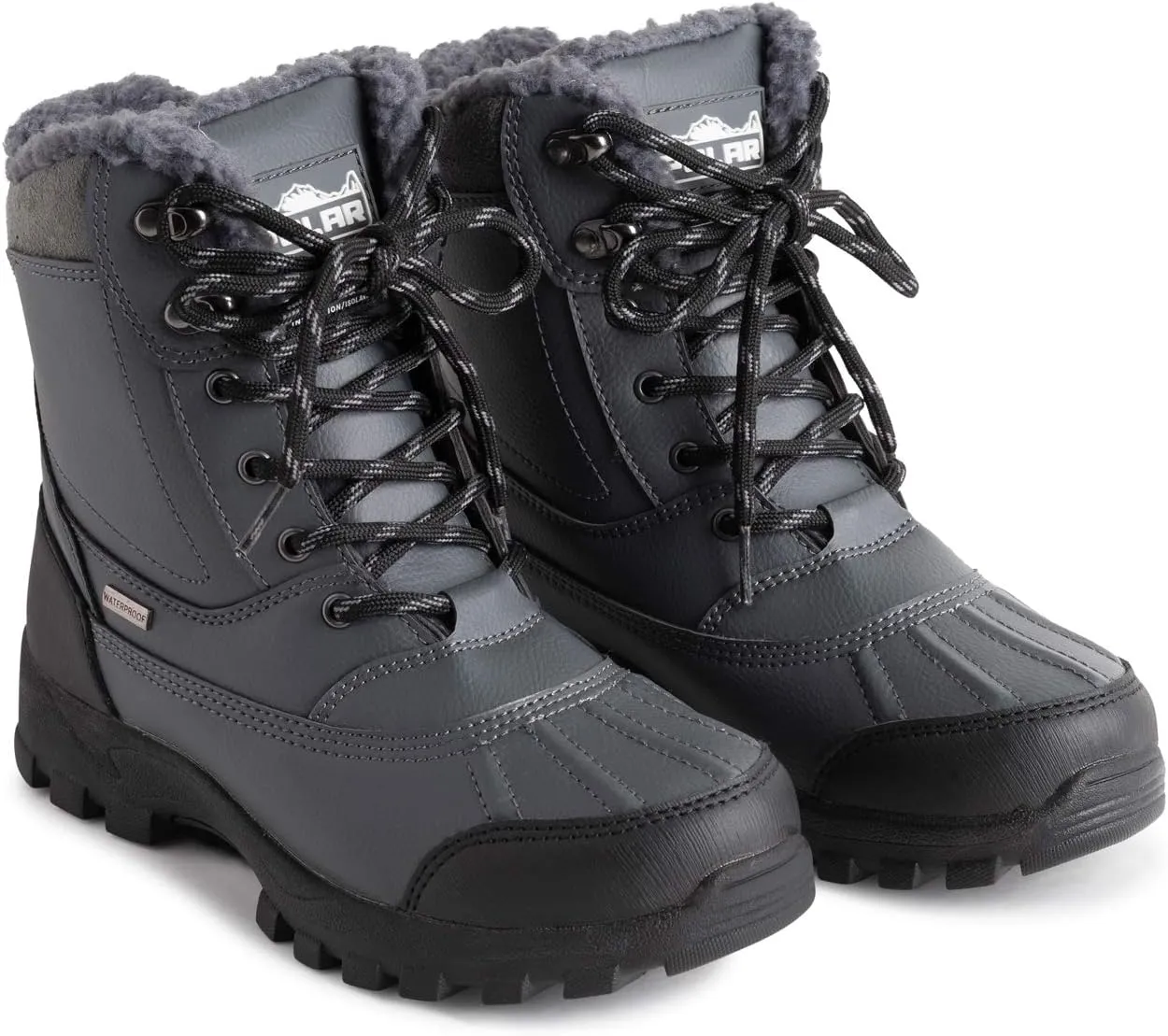 POLAR Mens Thinsulate Fully Lined Waterproof Deep Tread Durable Rubber Shell Thermal Winter Rain Snow Boots