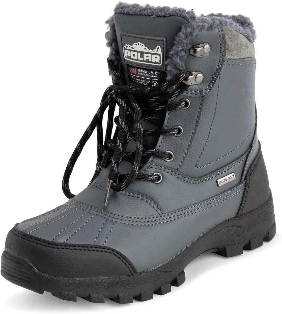 POLAR Mens Thinsulate Fully Lined Waterproof Deep Tread Durable Rubber Shell Thermal Winter Rain Snow Boots