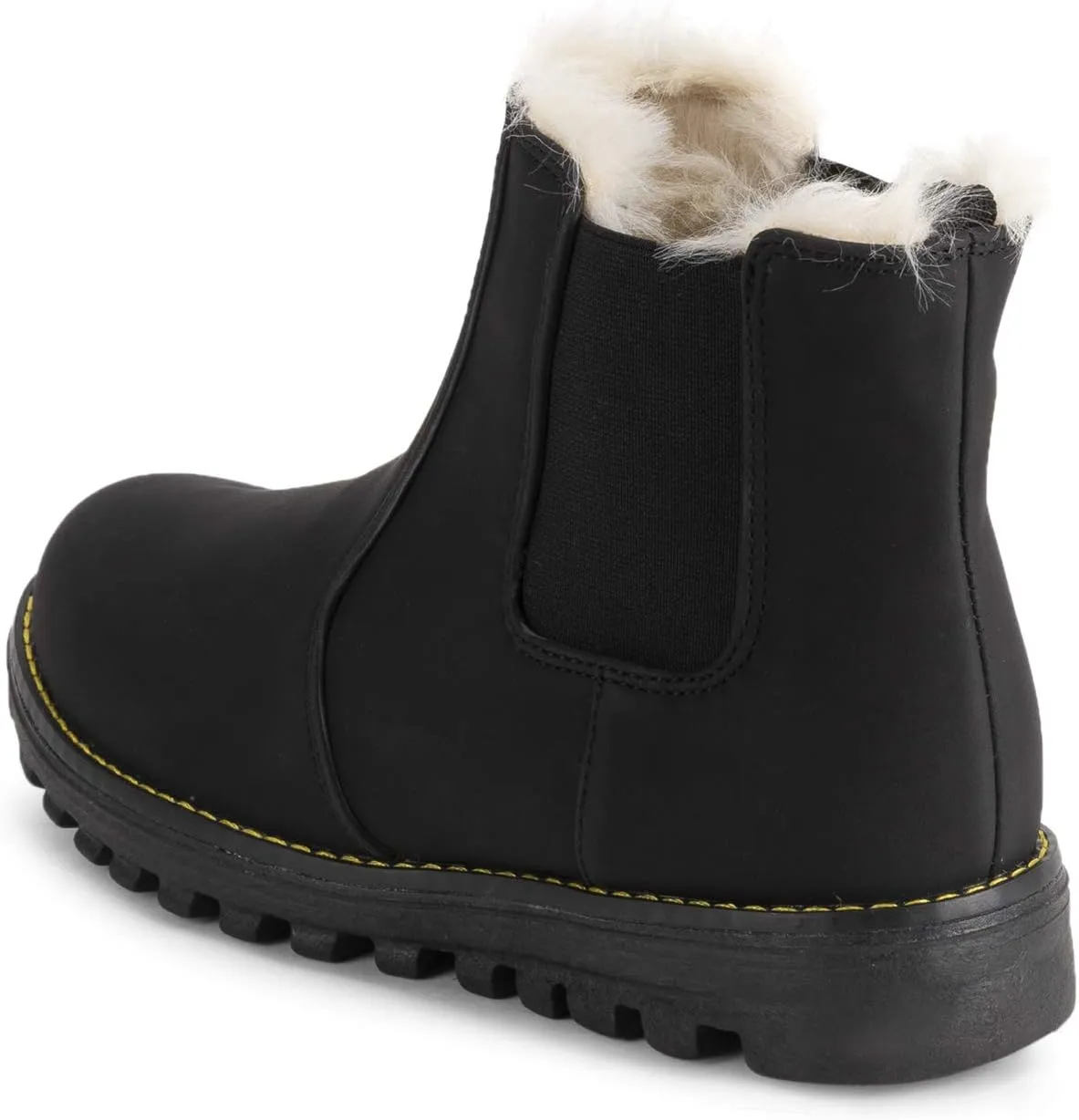 Polar Womens Memory Foam Chelsea Nubuck Boot Waterproof Rubber Welted Stitch Outsole Faux Fur Lined