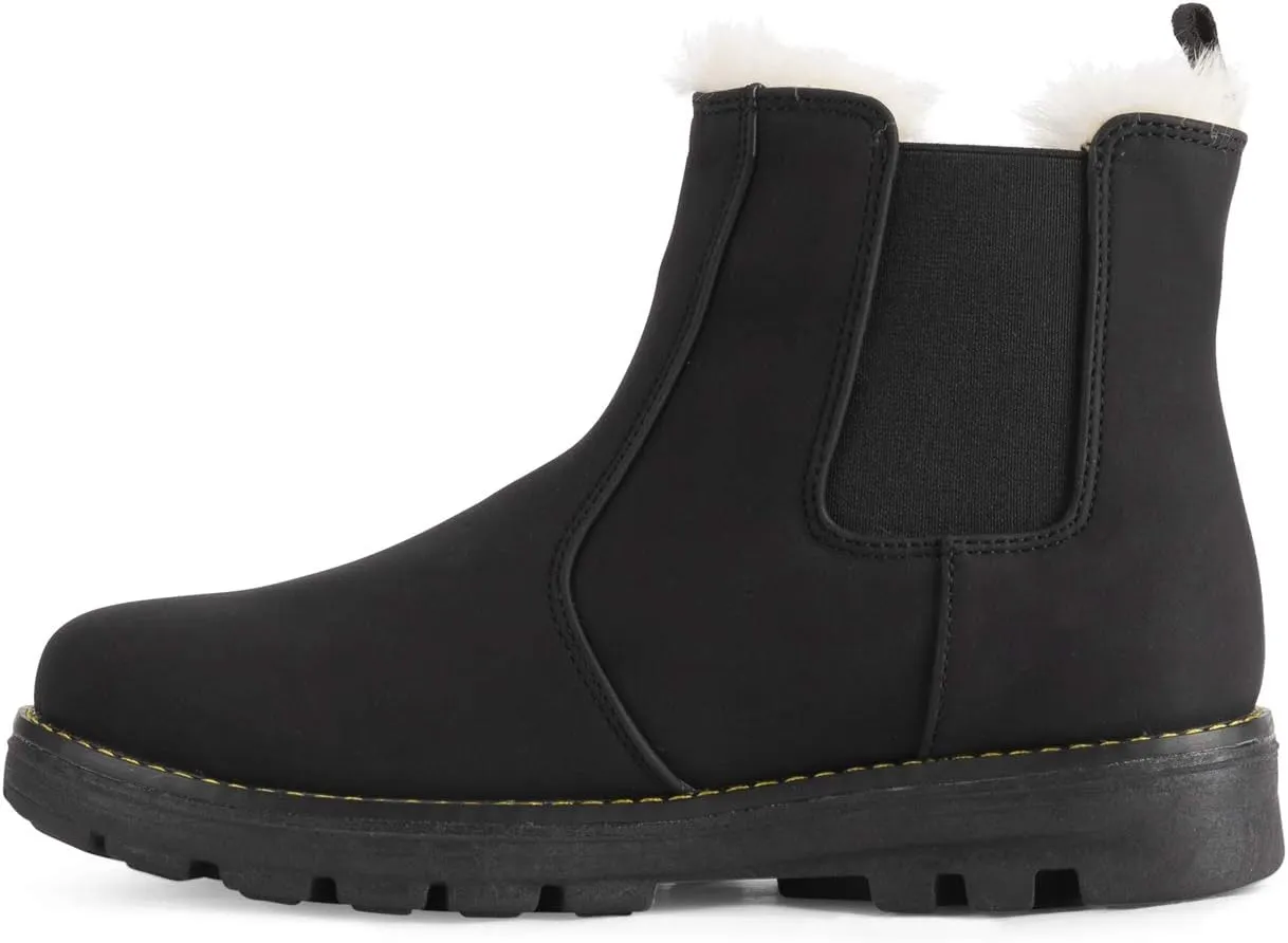 Polar Womens Memory Foam Chelsea Nubuck Boot Waterproof Rubber Welted Stitch Outsole Faux Fur Lined