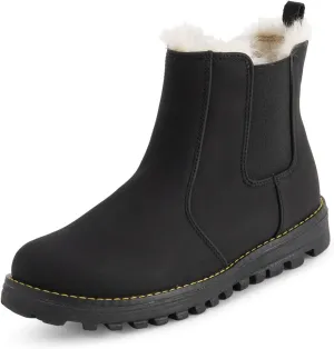 Polar Womens Memory Foam Chelsea Nubuck Boot Waterproof Rubber Welted Stitch Outsole Faux Fur Lined