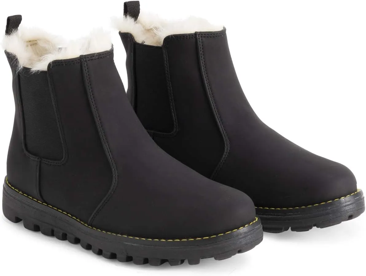 Polar Womens Memory Foam Chelsea Nubuck Boot Waterproof Rubber Welted Stitch Outsole Faux Fur Lined