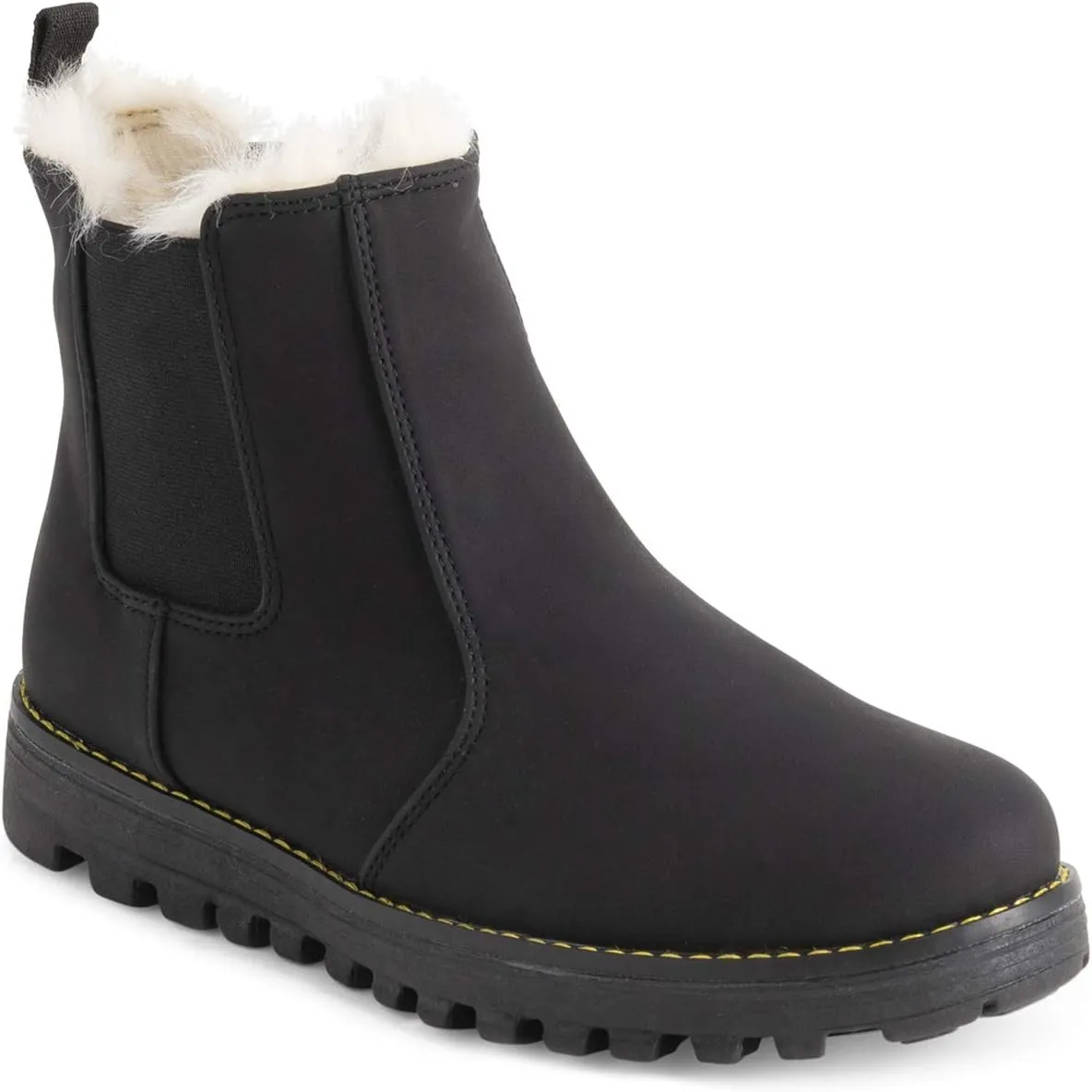 Polar Womens Memory Foam Chelsea Nubuck Boot Waterproof Rubber Welted Stitch Outsole Faux Fur Lined