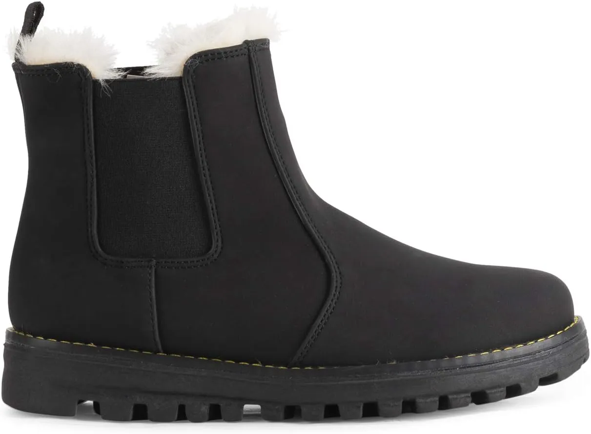 Polar Womens Memory Foam Chelsea Nubuck Boot Waterproof Rubber Welted Stitch Outsole Faux Fur Lined